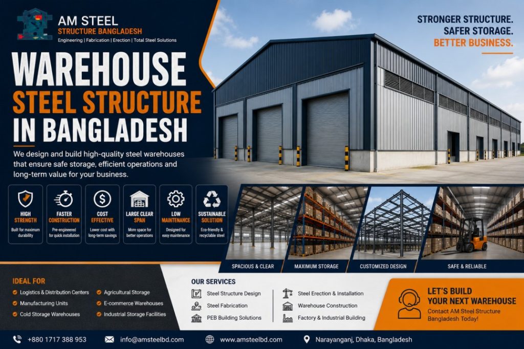 Warehouse Steel Structure in Bangladesh by AM Steel Structure Bangladesh