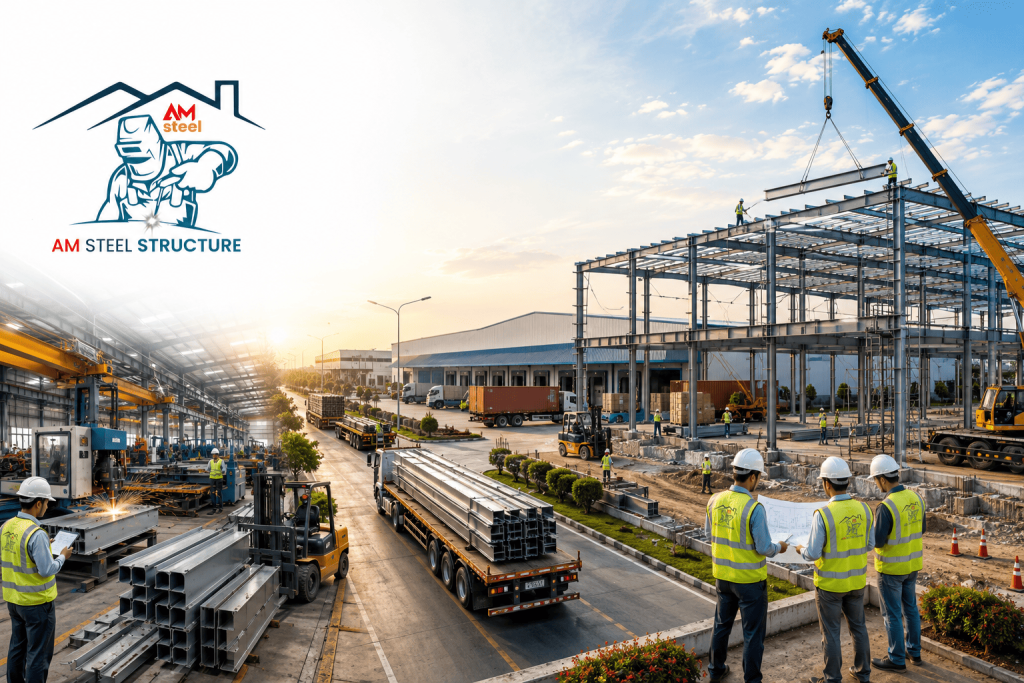 Prefab warehouse building in Bangladesh - steel warehouse under construction